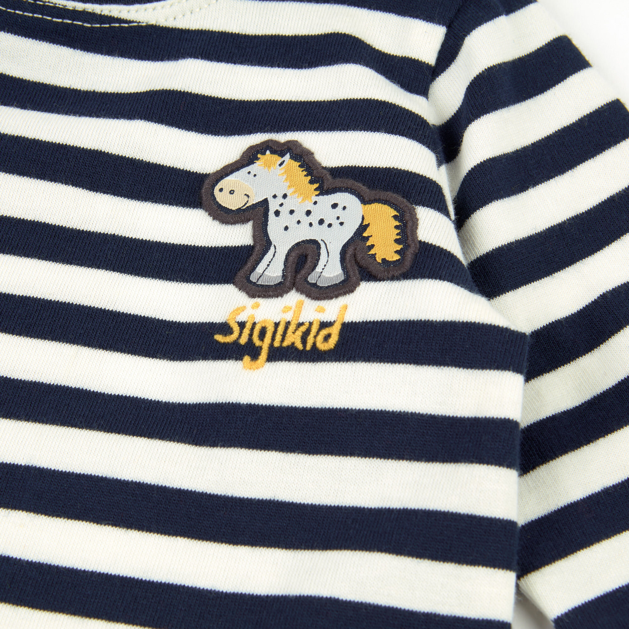 Baby Langarmshirt Pony, blau-weiß geringelt