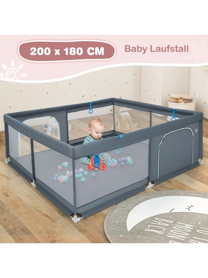 COSTWAY Laufgitter 200 x 180cm in Schwarz günstig kaufen onesize