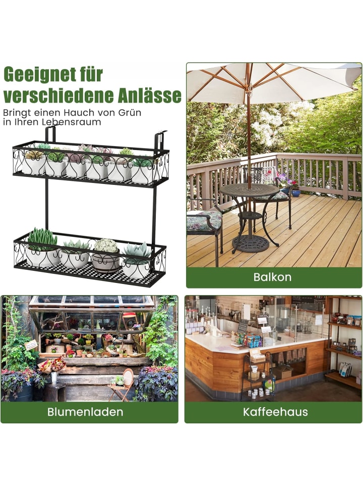 COSTWAY Blumenregal zum Aufhängen in Schwarz günstig kaufen onesize