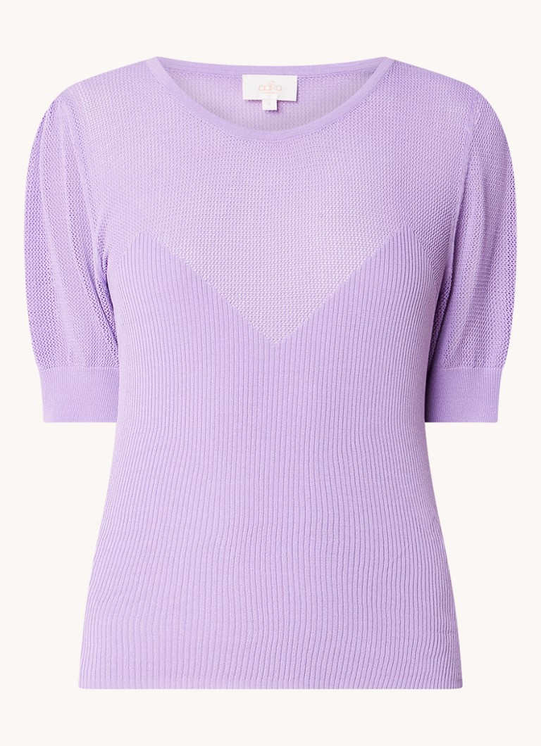 Aaiko Ellen ribbed knit top with puff sleeves