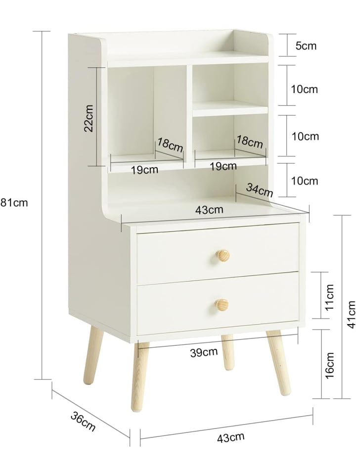 SoBuy Nachttisch in Weiß - (B)43 x (H)81 x (T)36cm günstig kaufen onesize