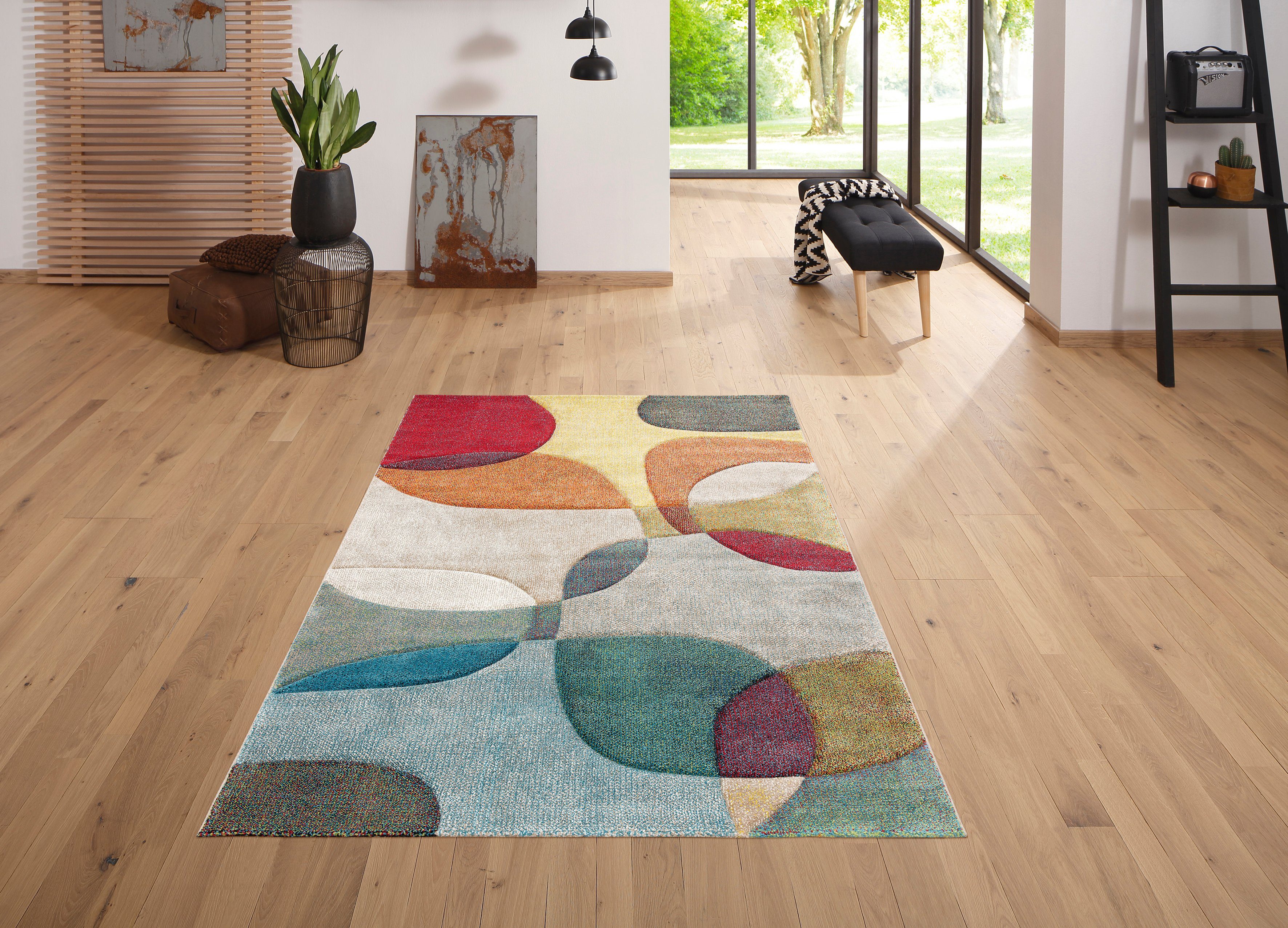Teppich Liva, my home, rechteckig, Höhe: 13 mm, Hoch-Tief-Effekt, bunt