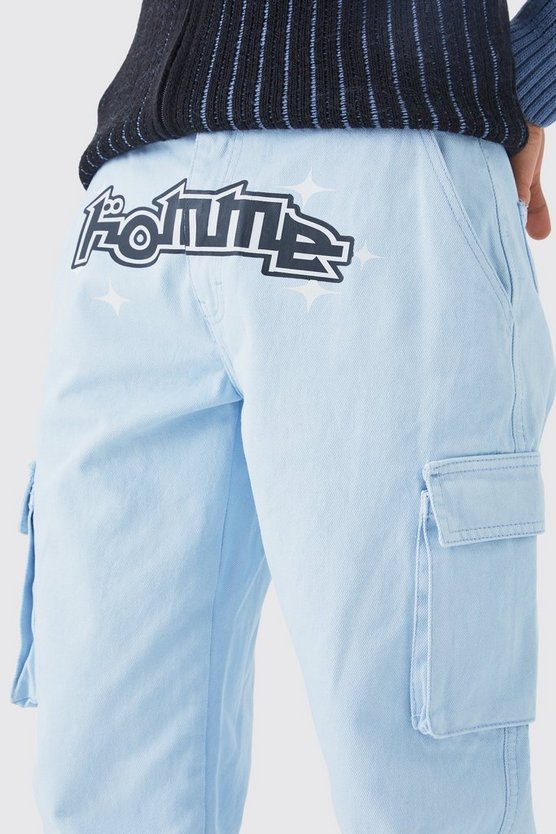 Lockere Cargo-Hose mit Print und Saum-Detail