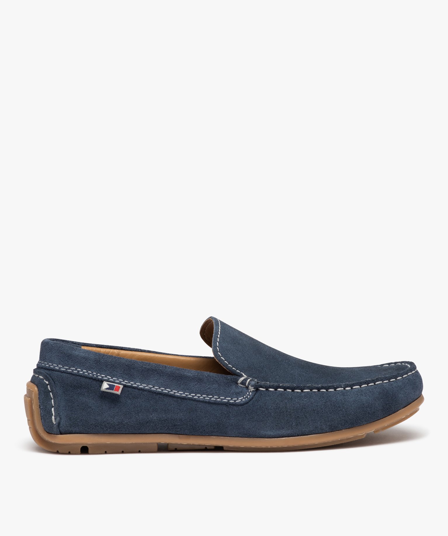 Mocassins homme unis en cuir velours bleu | GEMO