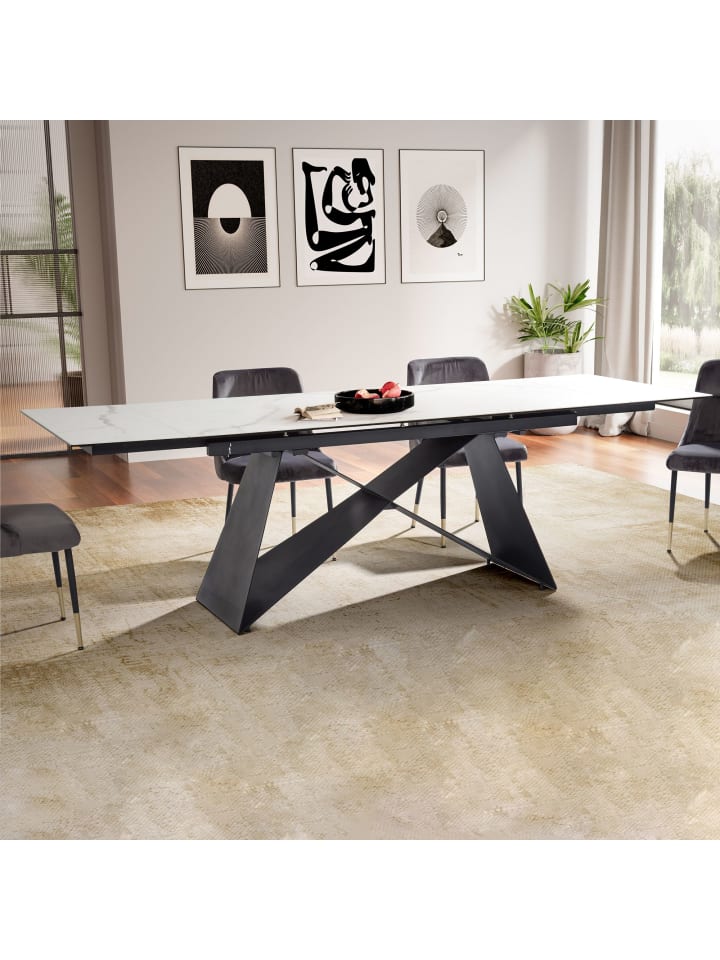 KADIMA DESIGN Esszimmertisch 180 - 260 cm Ausziehbar Keramik Glas , in Weiß günstig kaufen onesize
