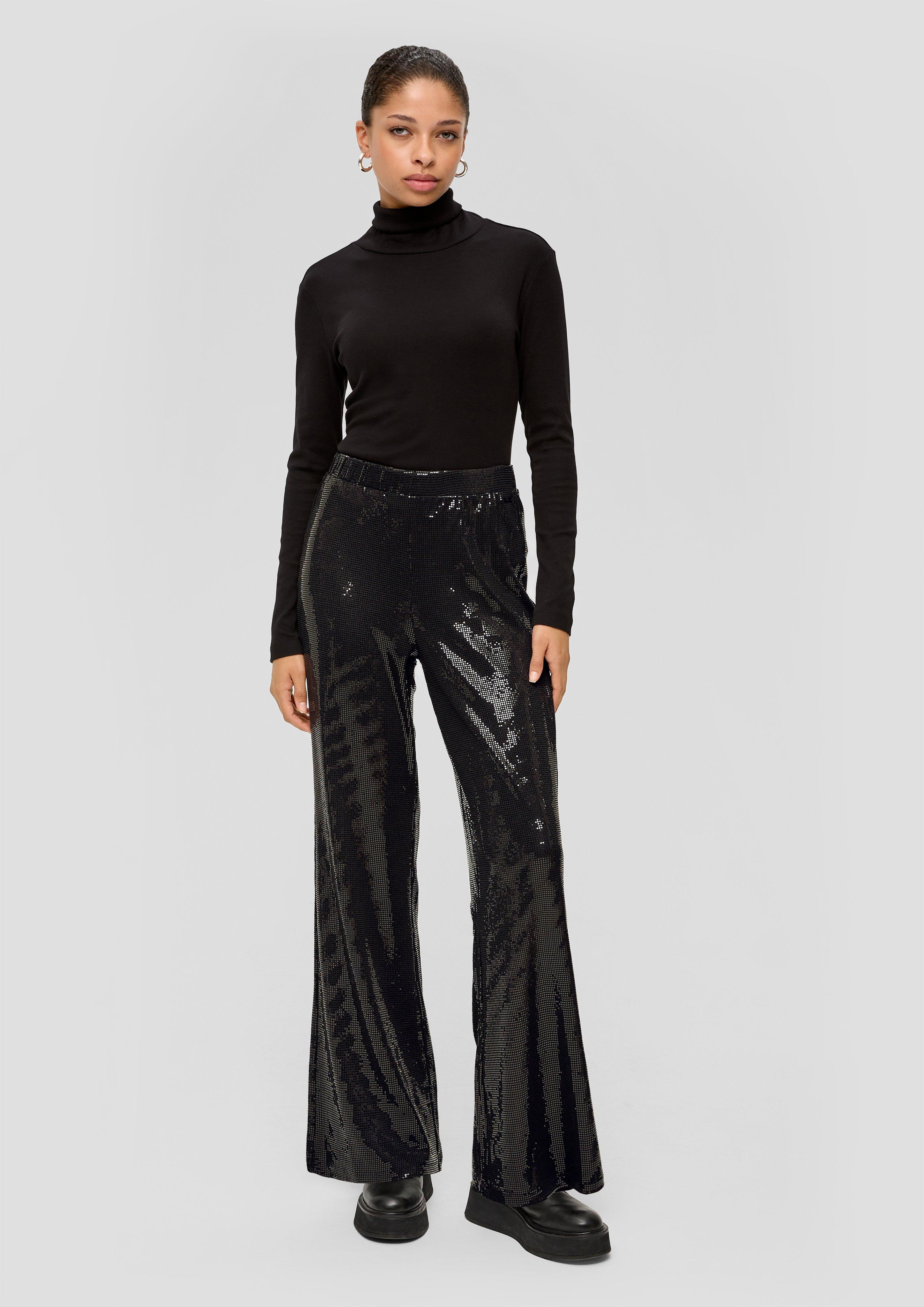 Regular: Pailletten-Hose mit Flared Leg  2138354-9999