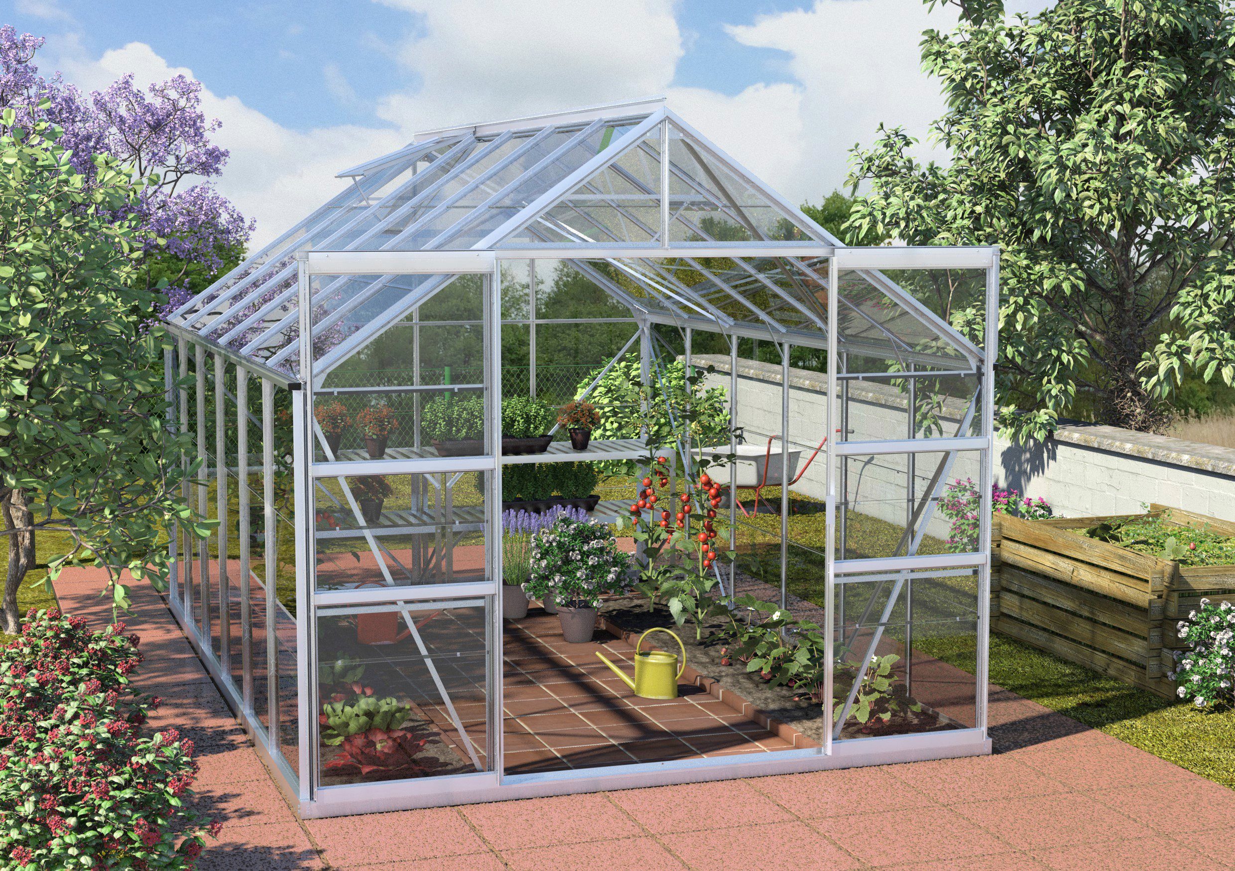 KONIFERA Gewächshaus Calisto 9900, BxTxH: 257 x 383 x 232 cm, 3 mm Wandstärke, Sicherheitsglas