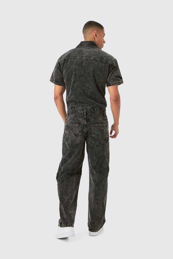 Lockerer Cord-Boilersuit mit Acid-Waschung