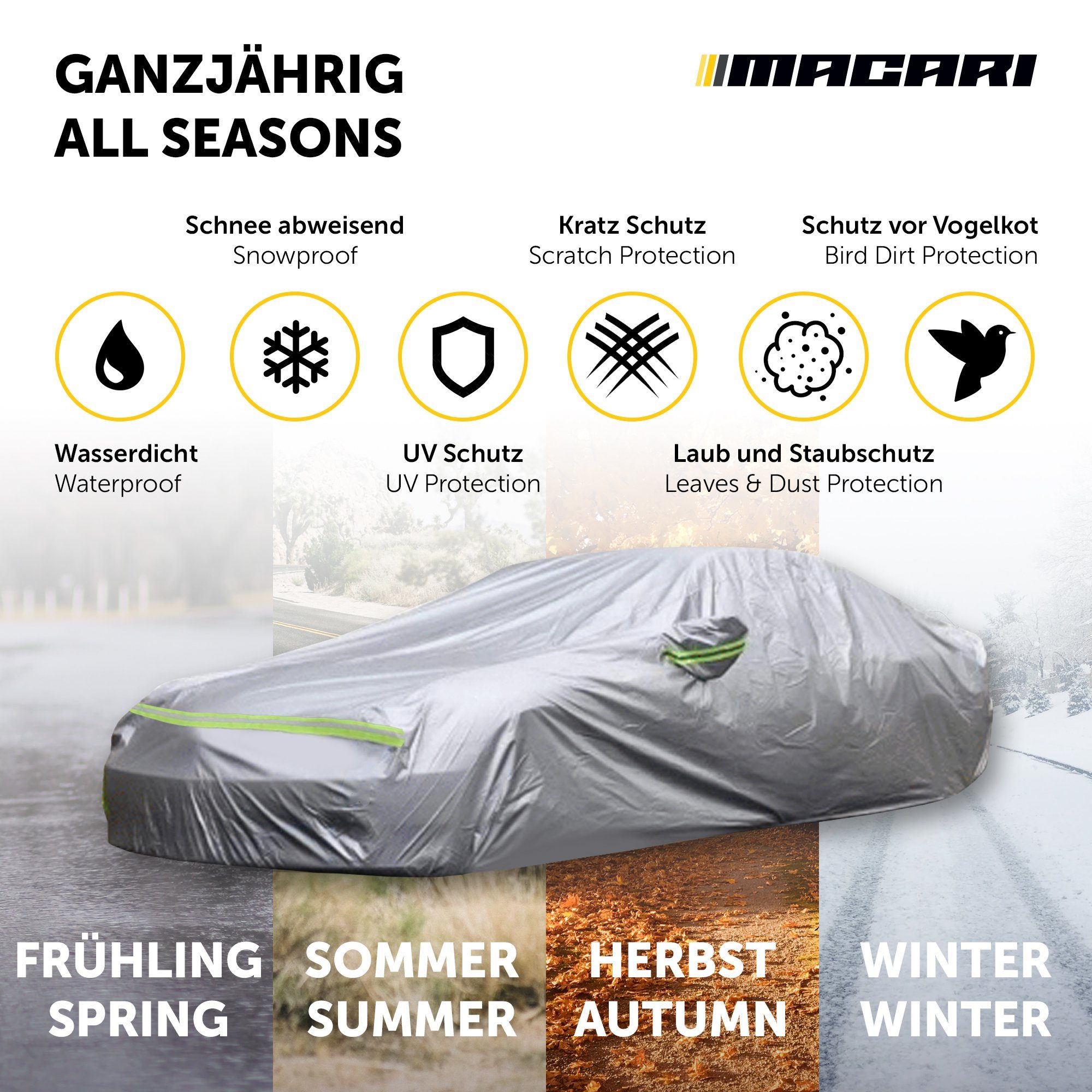 Macari Autosonnenschutz Autoabdeckung Auto Abdeckplane Auto Garage Abdeckung Autoplane