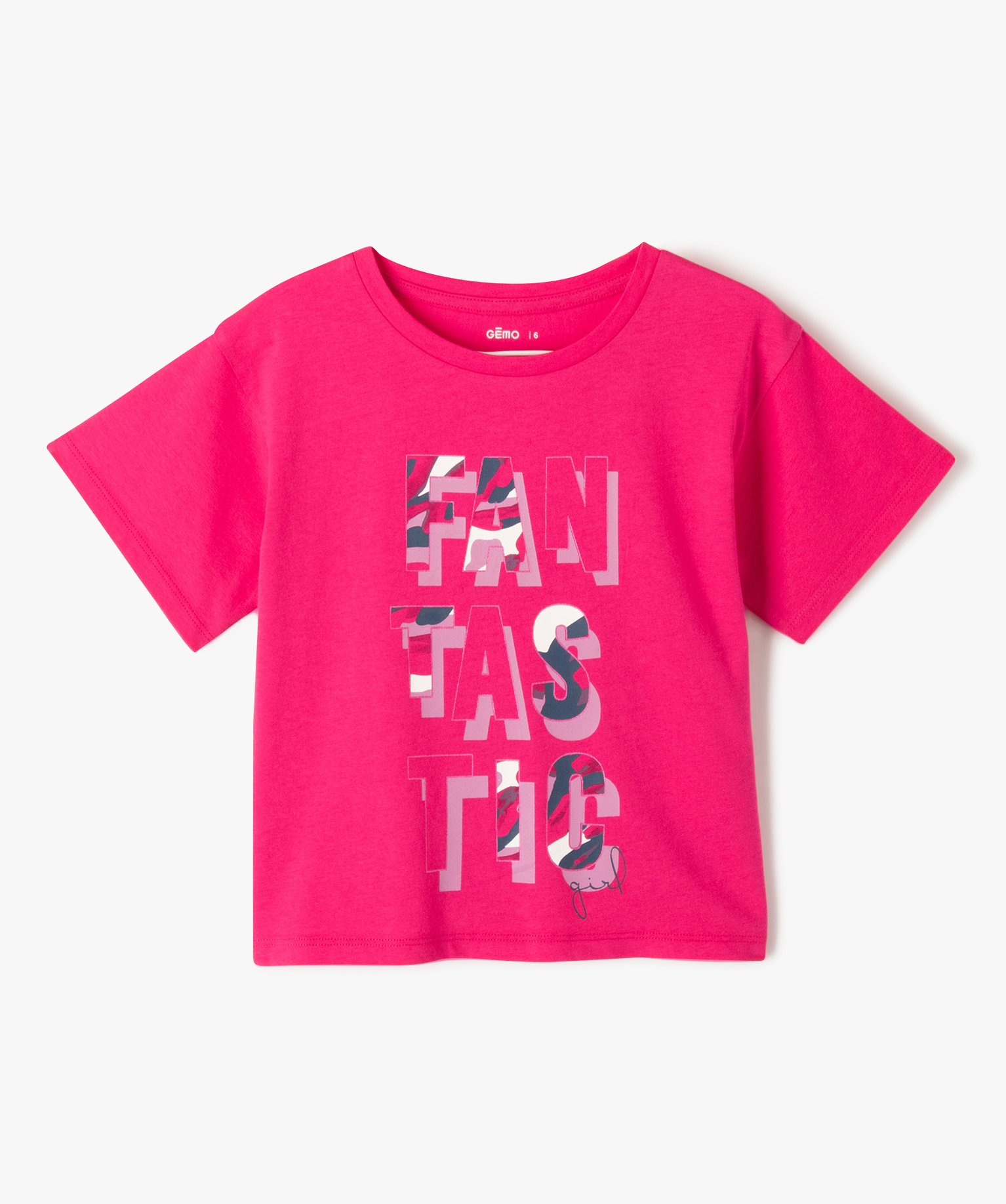 Tee-shirt oversize à manches courtes avec large inscription... rose | GEMO