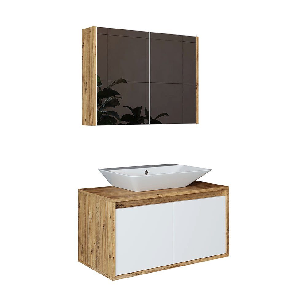 Roomart Badmöbel-Set, (Roomart Badmöbel Set Waschbecken mit Unterschrank 85cm,in 5 Farben)