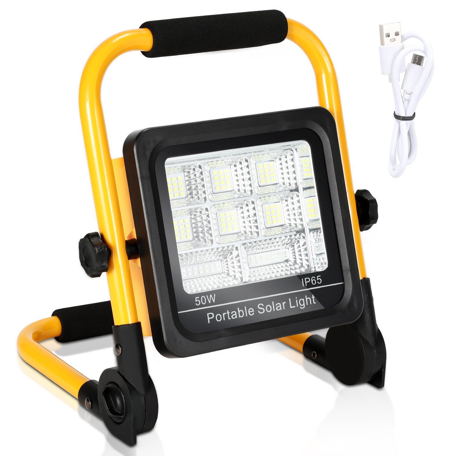 Gimisgu Baustrahler LED Akku Fluter 50W-100W Campinglampe Aufladbar Solar Gelb