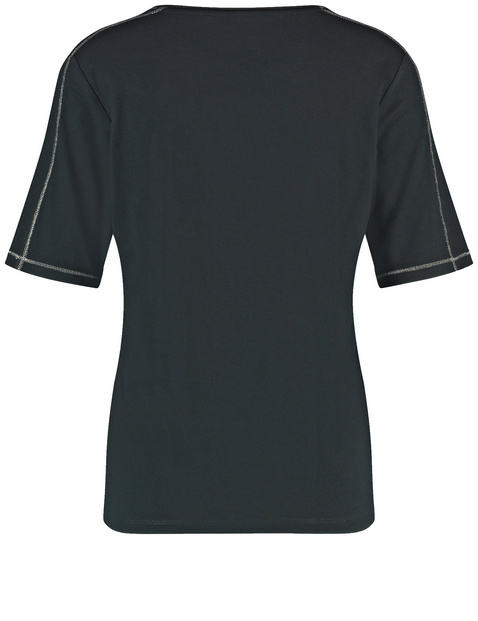 Halbarmshirt mit Material-Mix