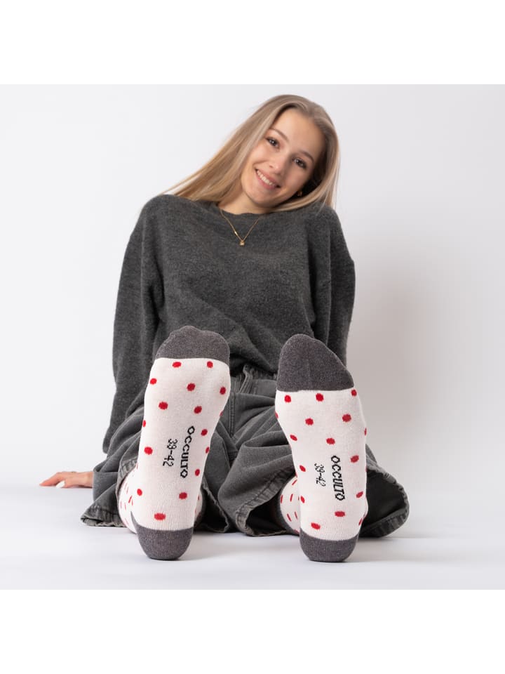 Occulto 10er Pack Mustersocken Michaela in Schwarz-Rot günstig kaufen