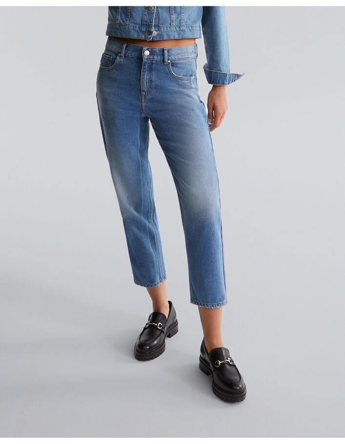 Jean boyfriend bleu cropped taille basse Waterless Femme