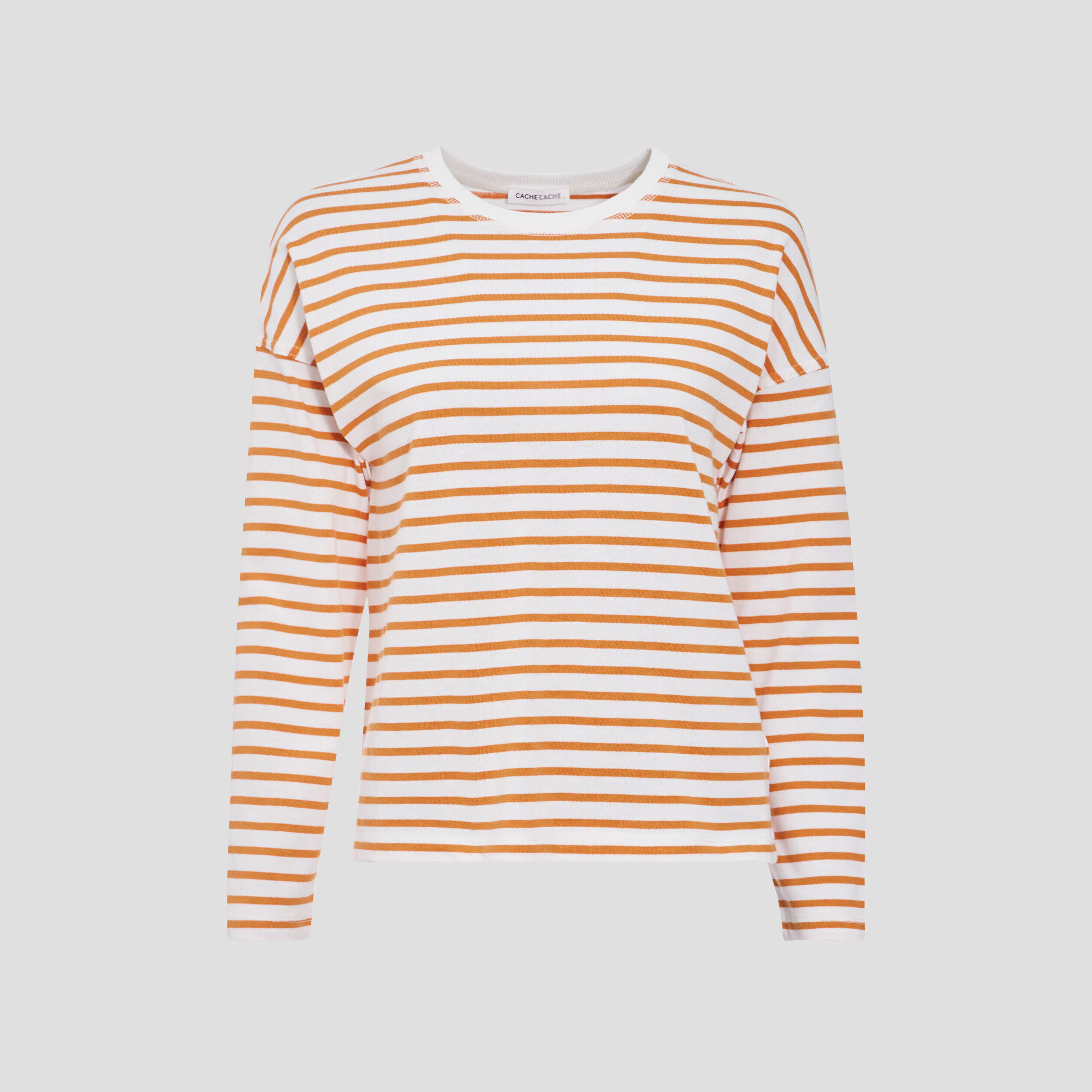 T-shirt manches longues orange corail femme | Cache Cache