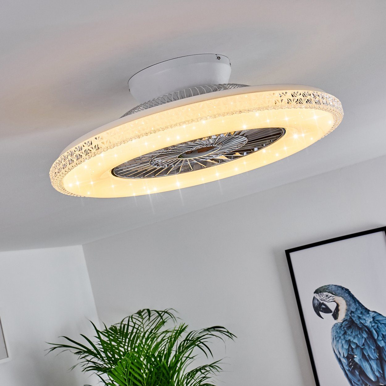 hofstein Deckenventilator Vaprio LED Deckenventilator in Weiß/Chorm