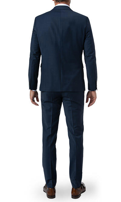 HECHTER PARIS, Anzug mit Weste, Shape Fit, Schurwoll-Stretch, navy meliert