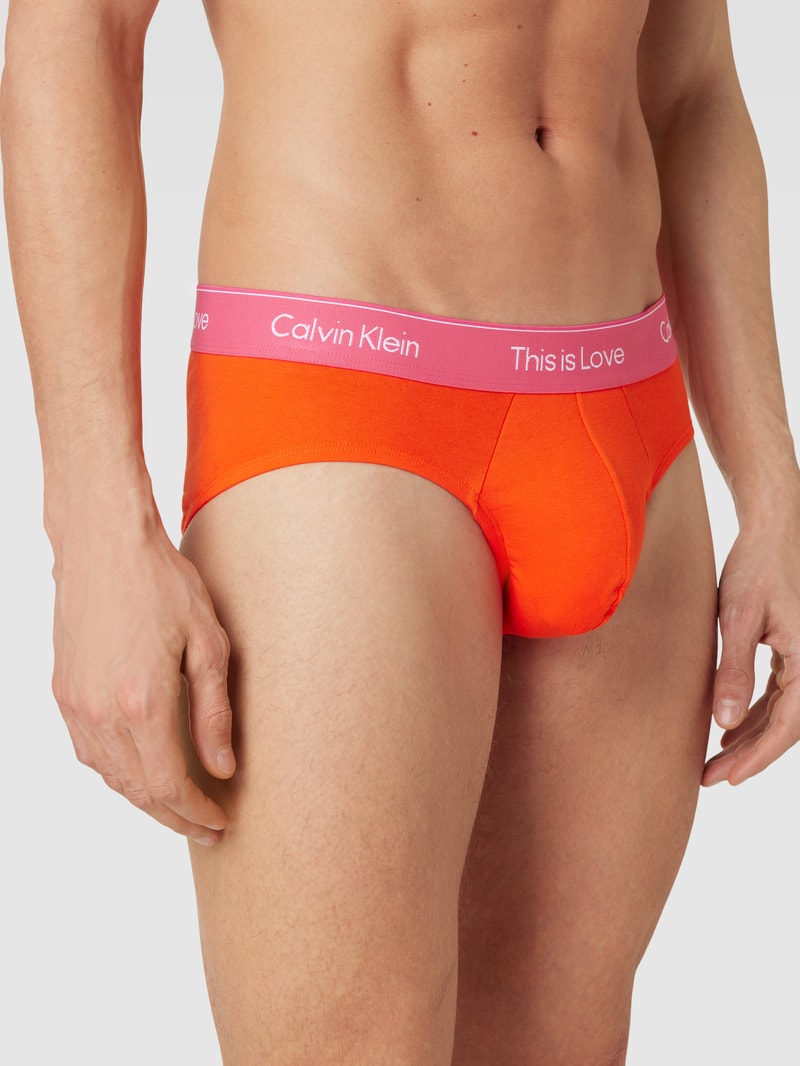 Slip mit elastischem Logo-Bund in hellrot