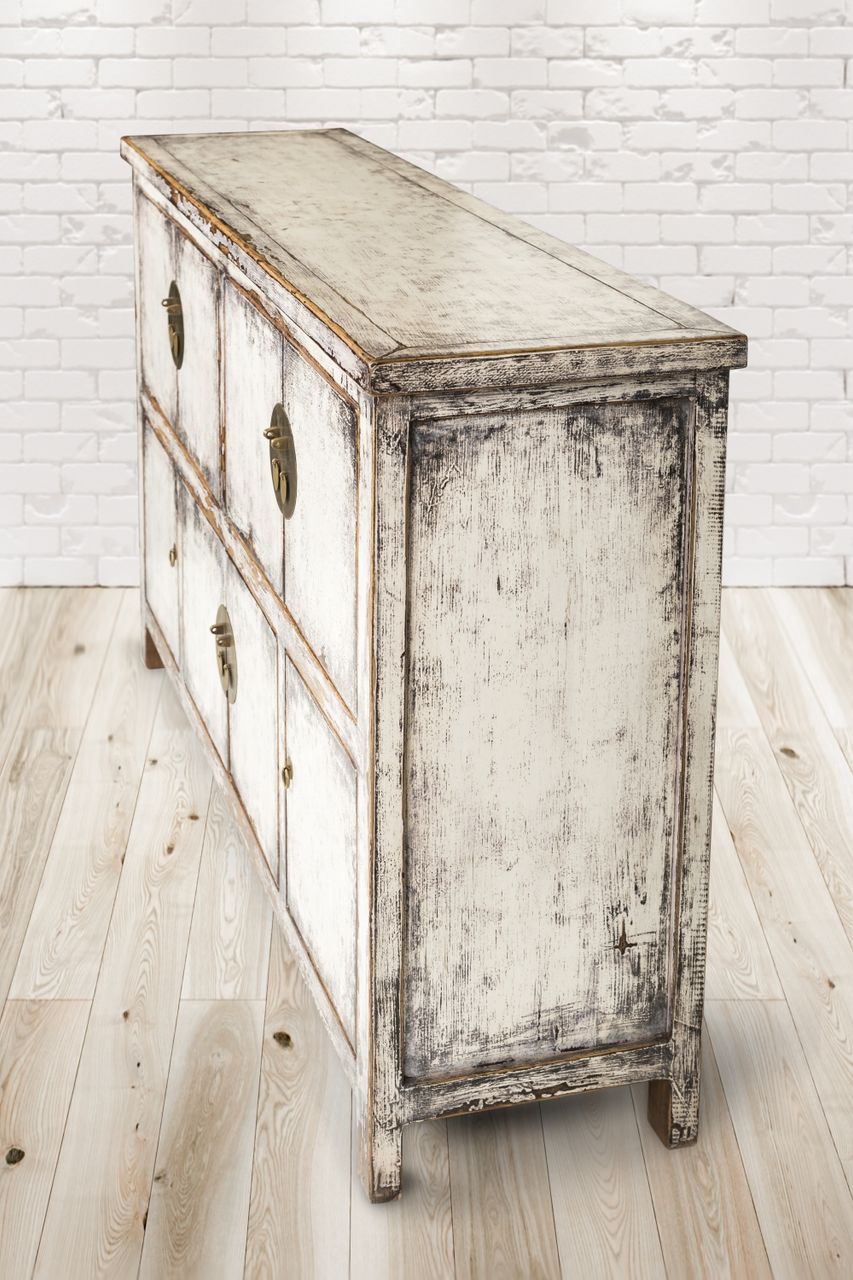 PureHaven Kommode 170x43x104 cm im Vintage Style aus Vollholz handgefertigt stilvolles Design Kieferholz standsicher und stabil
