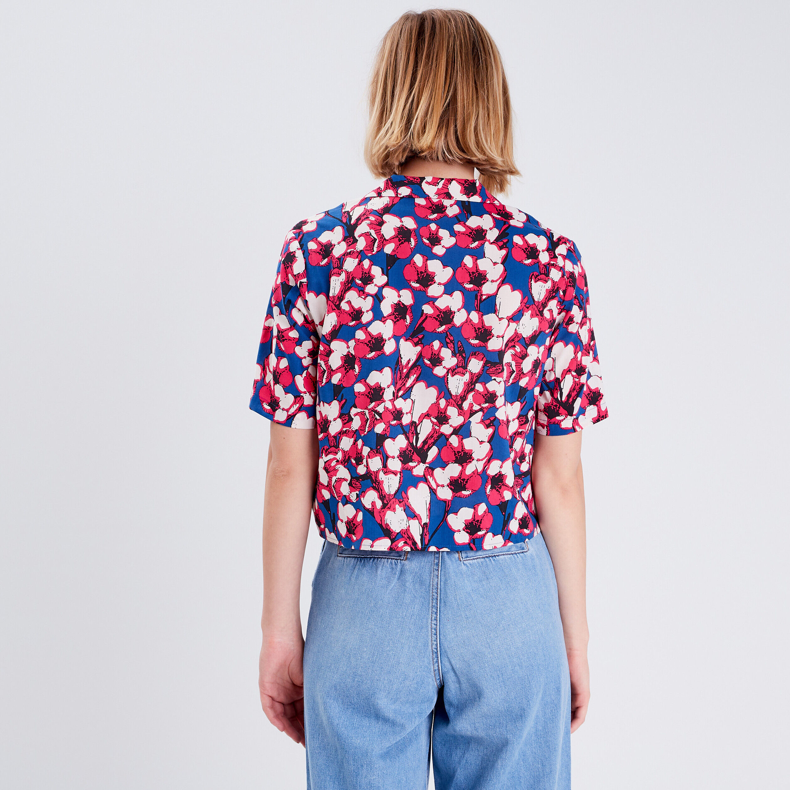 Chemise manches courtes bleu electrique femme | Cache Cache