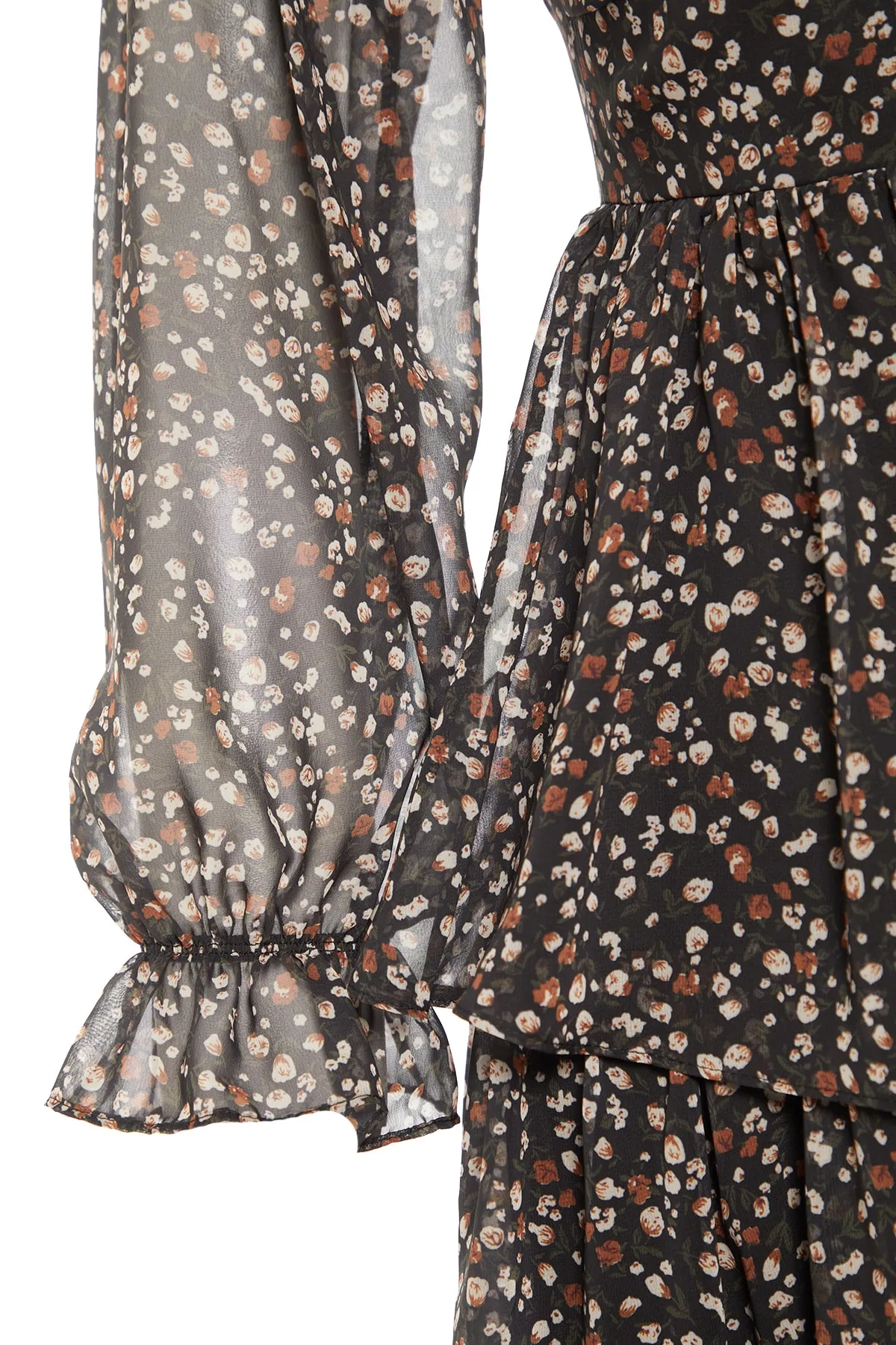 Trendyol Collection  Schwarzes, mit Volants und Chiffon gefüttertes, gewebtes Kleid mit Taillenöffnung TWOAW23EL01455