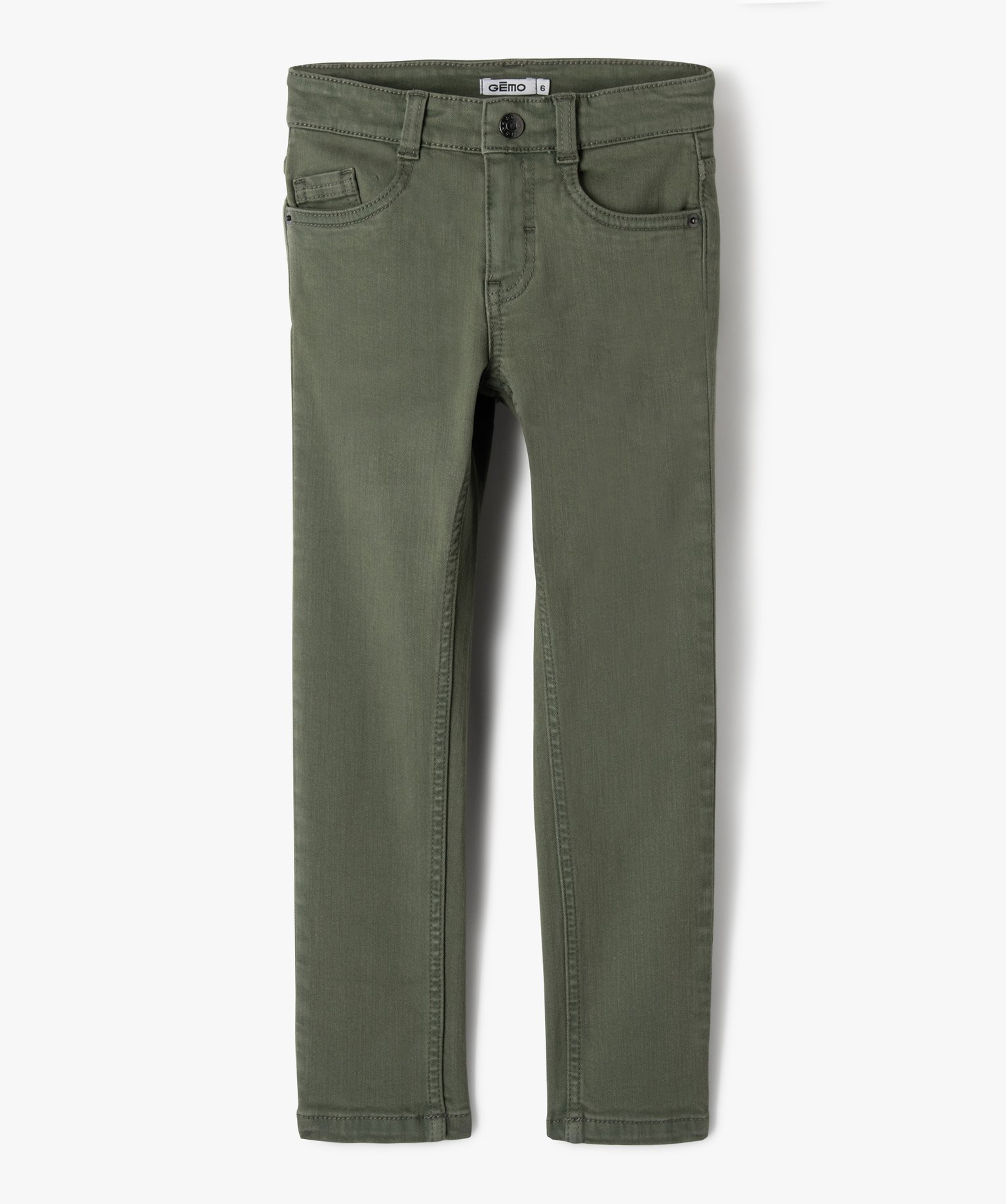 Pantalon uni extensible coupe Slim Garçon kaki | GEMO