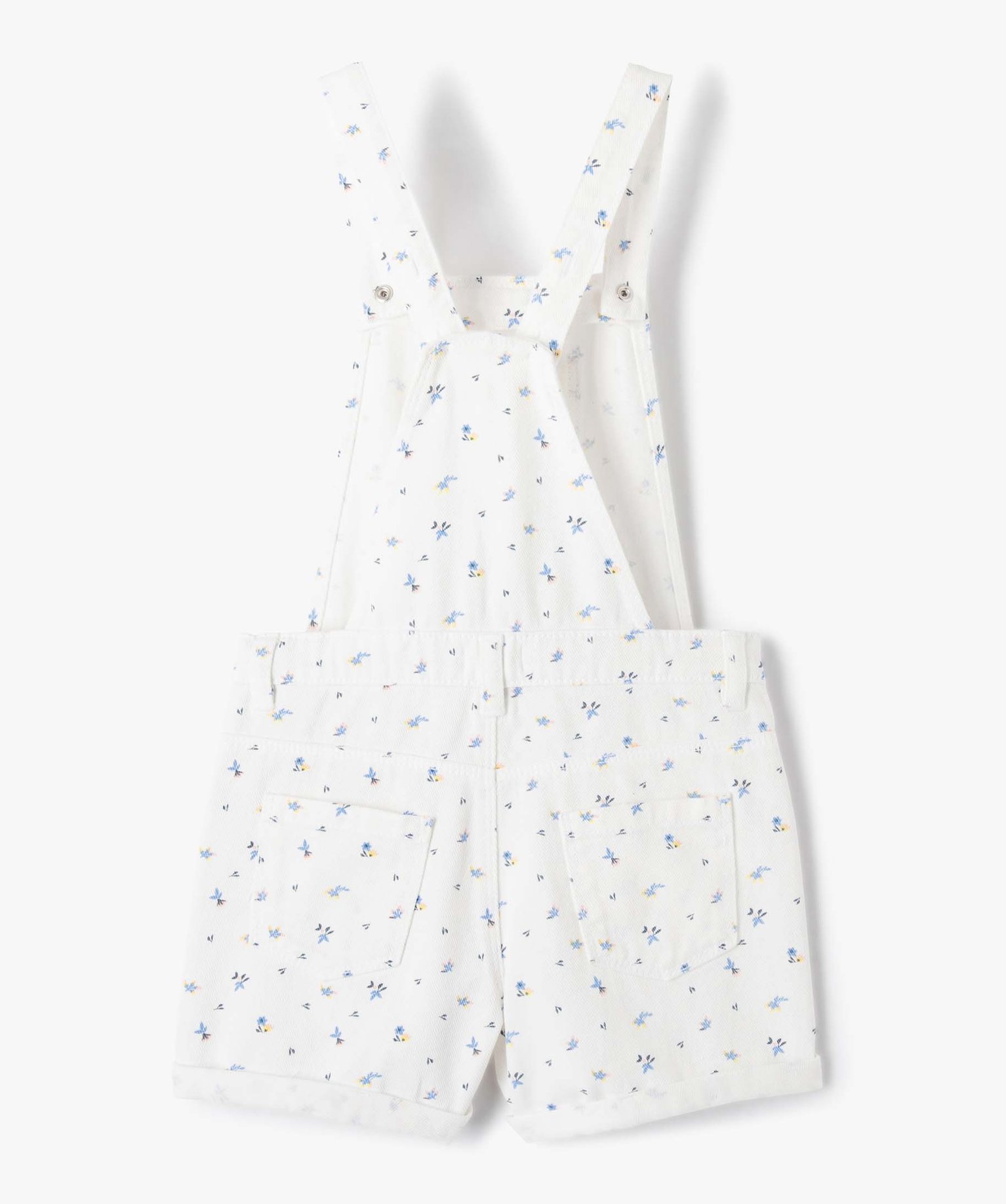 Salopette fille courte à motifs fleuris ecru | GEMO