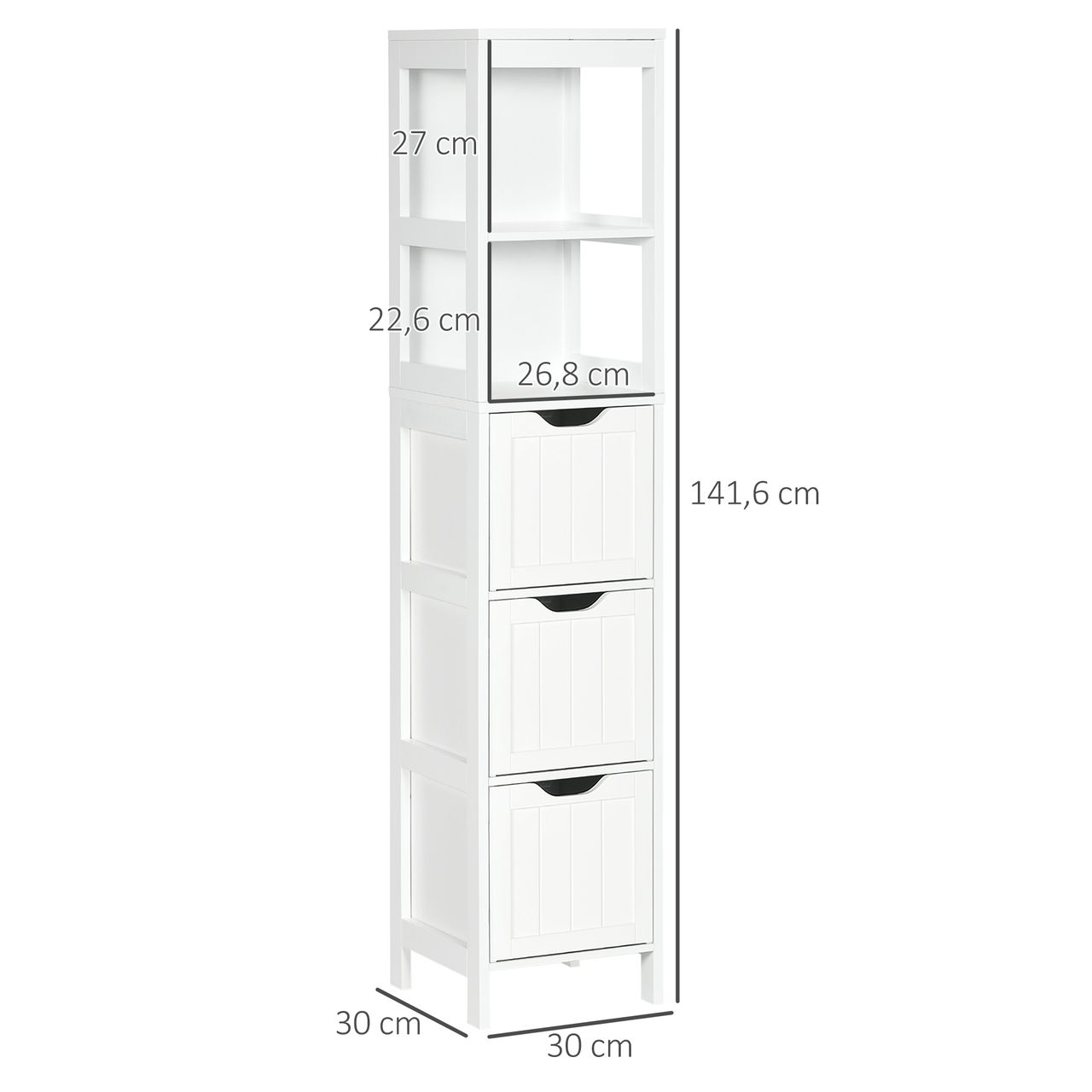 kleankin Badezimmerschrank Badschrank mit 2 offenen Fächern für Wohnzimmer