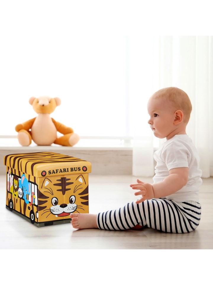 relaxdays Spielzeugkiste Tiger in Braun - (B)48 x (H)32 x (T)32 cm günstig kaufen onesize