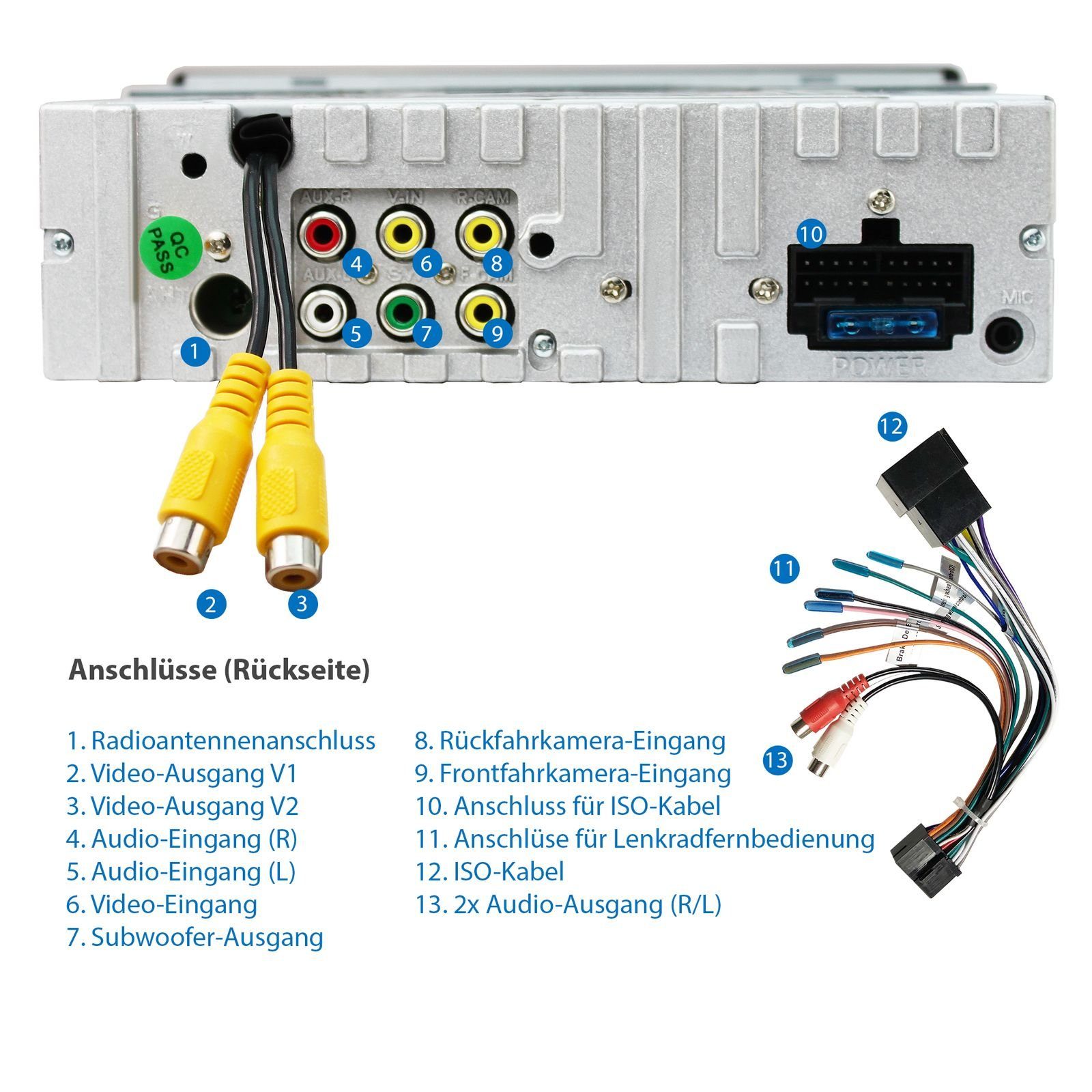 XOMAX XM-V746 Autoradio mit 7 Zoll Bildschirm, Bluetooth, USB, SD, 1 DIN Autoradio