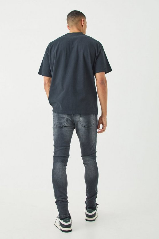 Schwarze Skinny Stretch Jeans mit Rissen