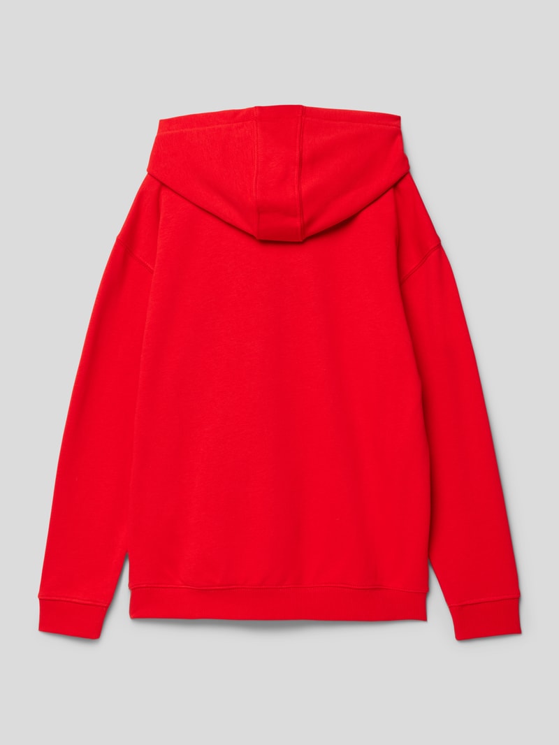 Hoodie mit Logo- und Label-Stitchings in rot