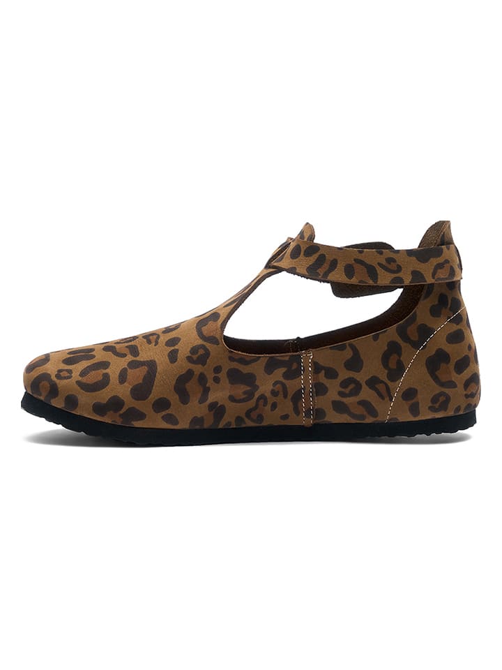 Comfortfusse Leder-Ballerinas in Hellbraun/ Schwarz günstig kaufen