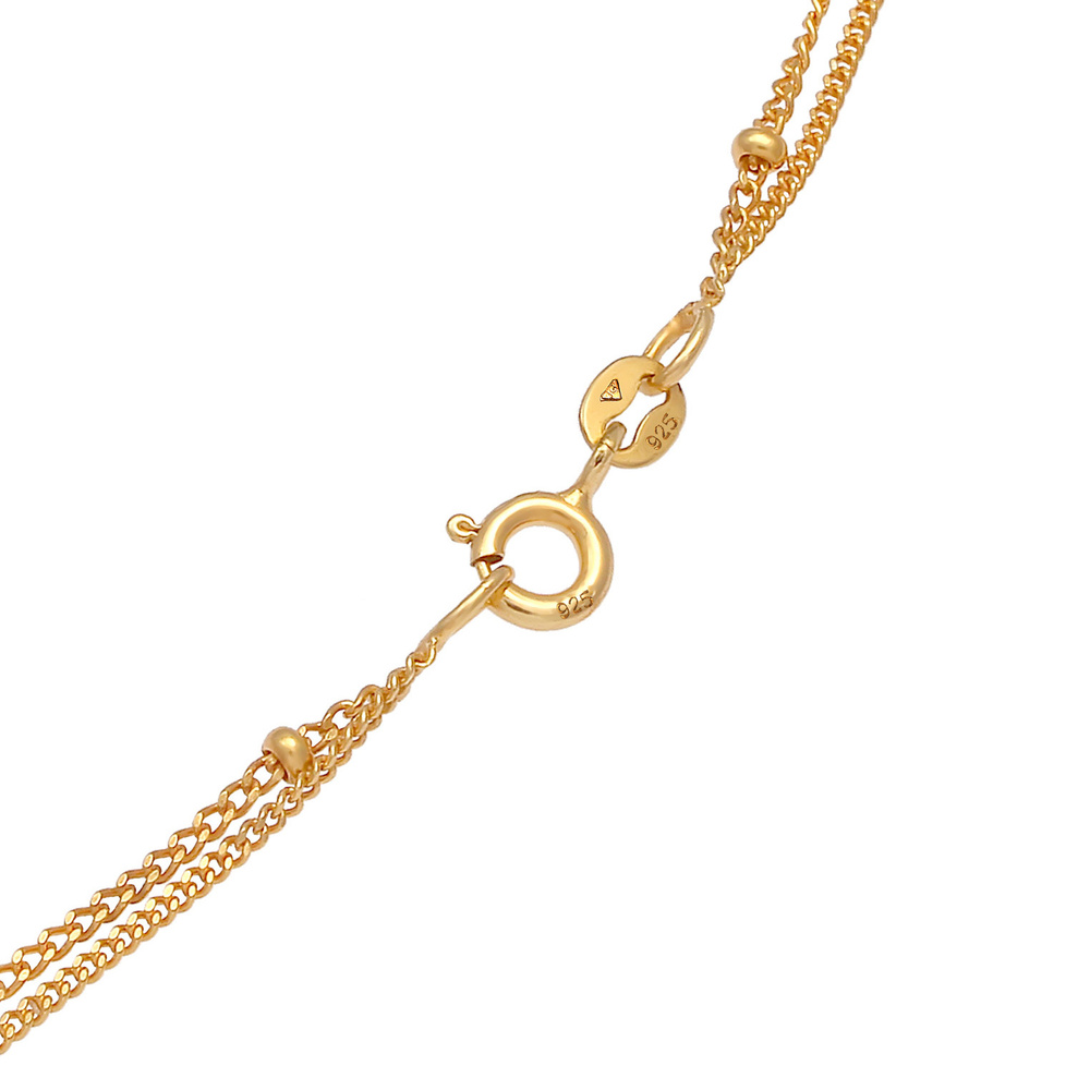Elli Elli Collier Femmes Couches Chaîne en Y Boule Plaquette en Argent Sterling 925 collier