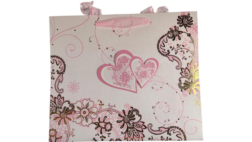 BOCK Geschenktüte mittel Herz Glitter 3D 23 x 18 x 10cm sortiert