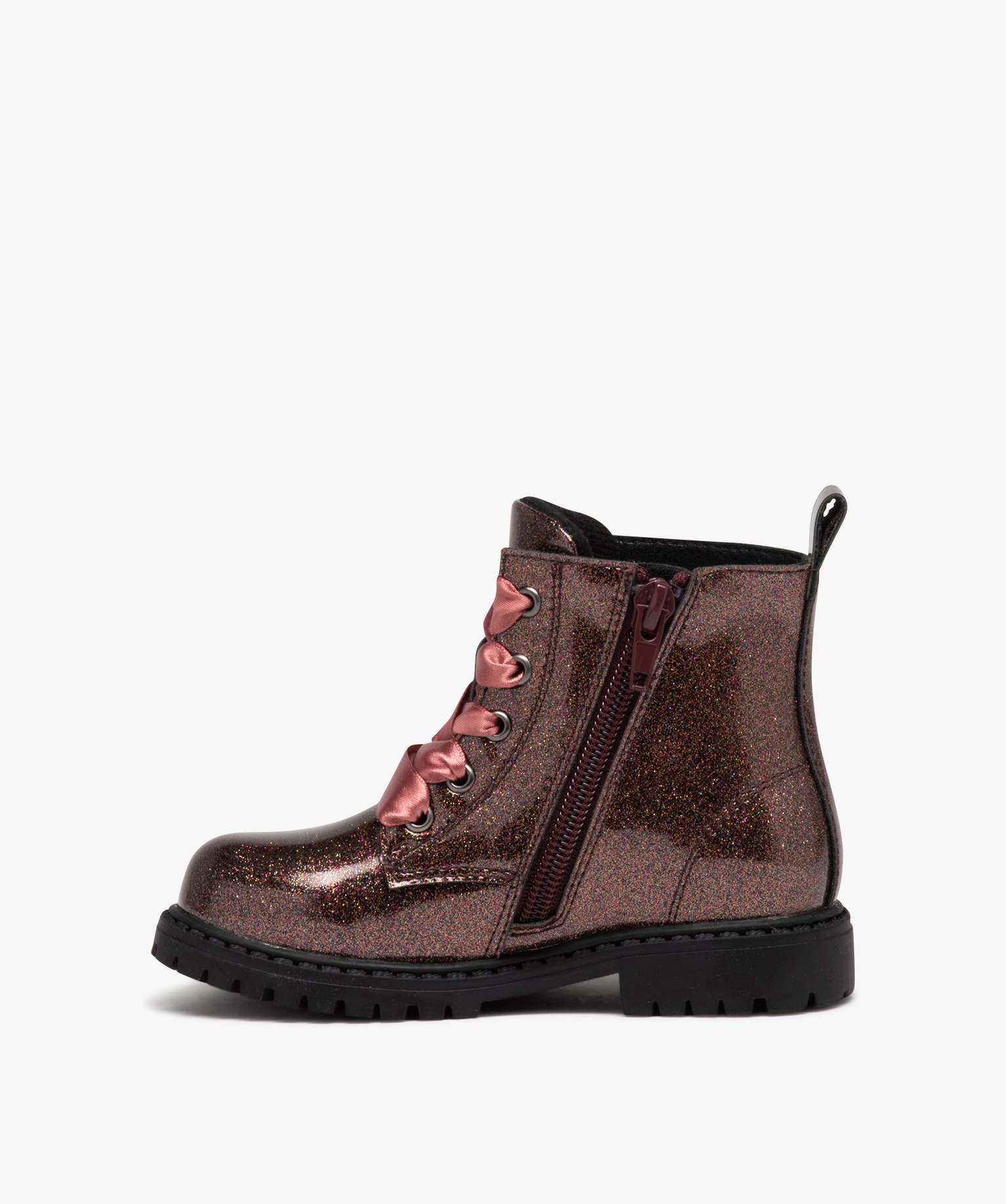 Boots fille vernies à paillettes du 25 au 30 noir | GEMO