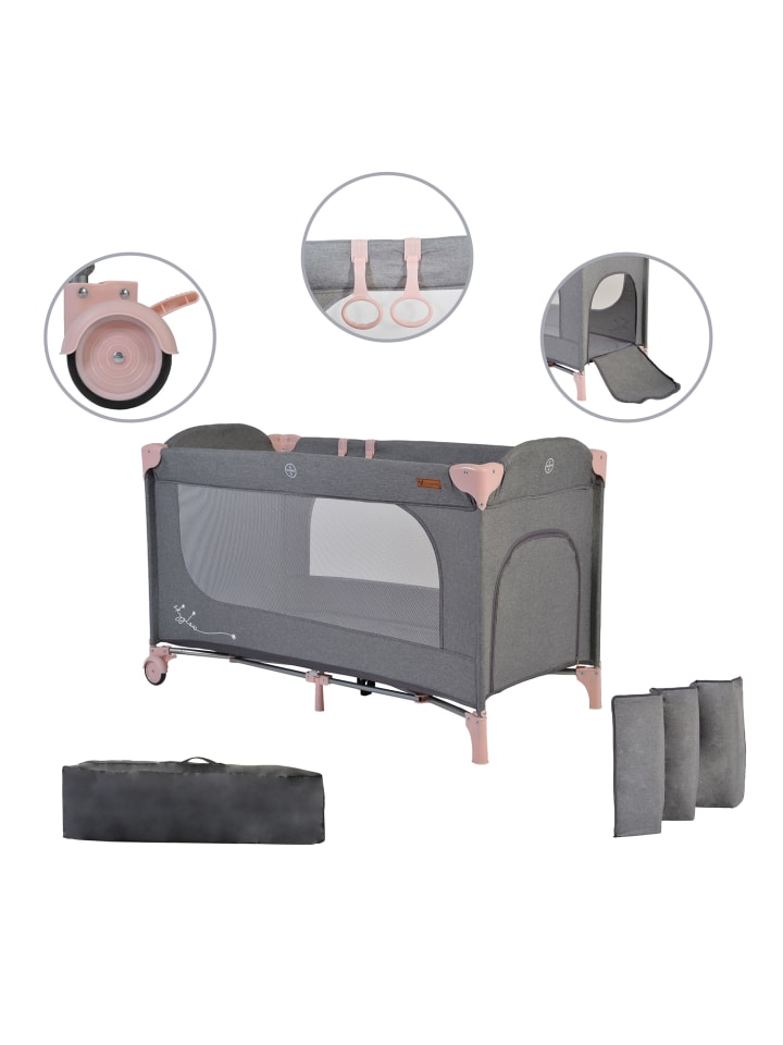 Cangaroo Reisebett Skyglow Laufstall in rosa günstig kaufen 60x120 cm