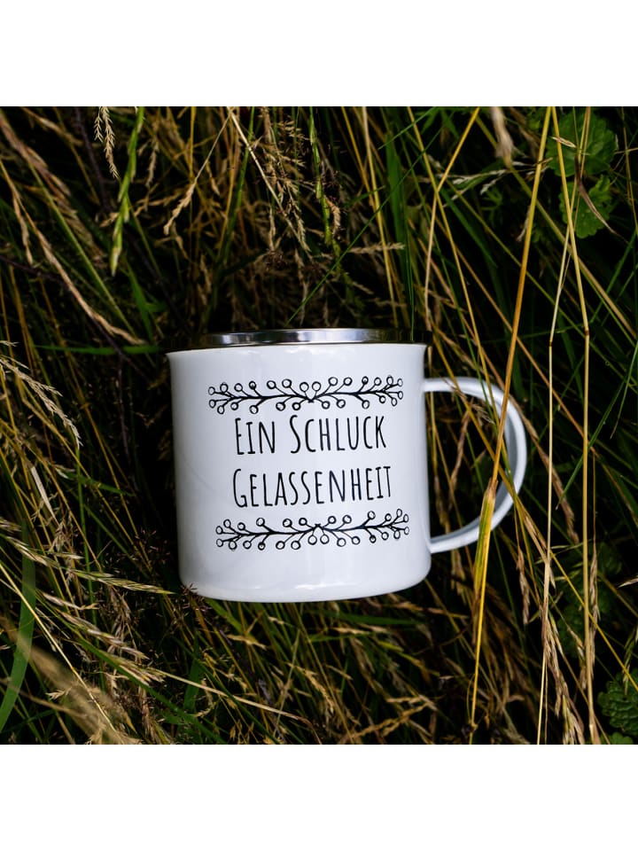 Geda Labels Tasse Schluck Gelassenheit Emaille in Weiß - 350ml günstig kaufen onesize