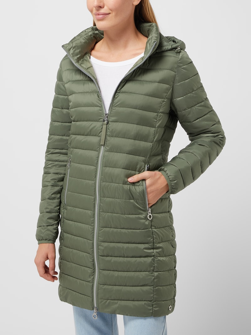 Steppmantel mit abnehmbarer Kapuze in khaki