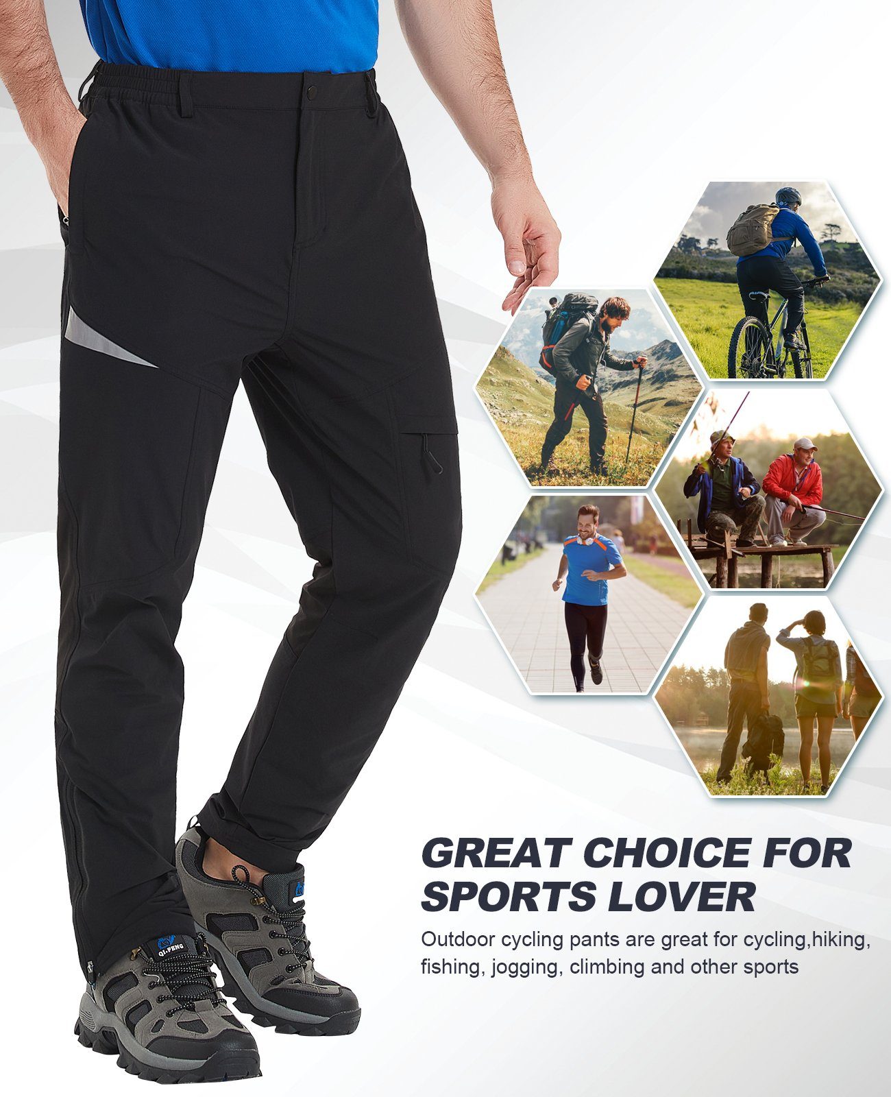MEETYOO Outdoorhose Herren Funktionshose Wanderhose Trekkinghose Softshellhose (zipp-off Wanderhose, Outdoor-Hose, Fahrradhose) atmungsaktives, extra robustes und reißfestes Gewebe