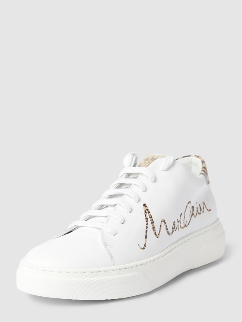 Sneaker aus echtem Leder mit Animal-Print in weiß