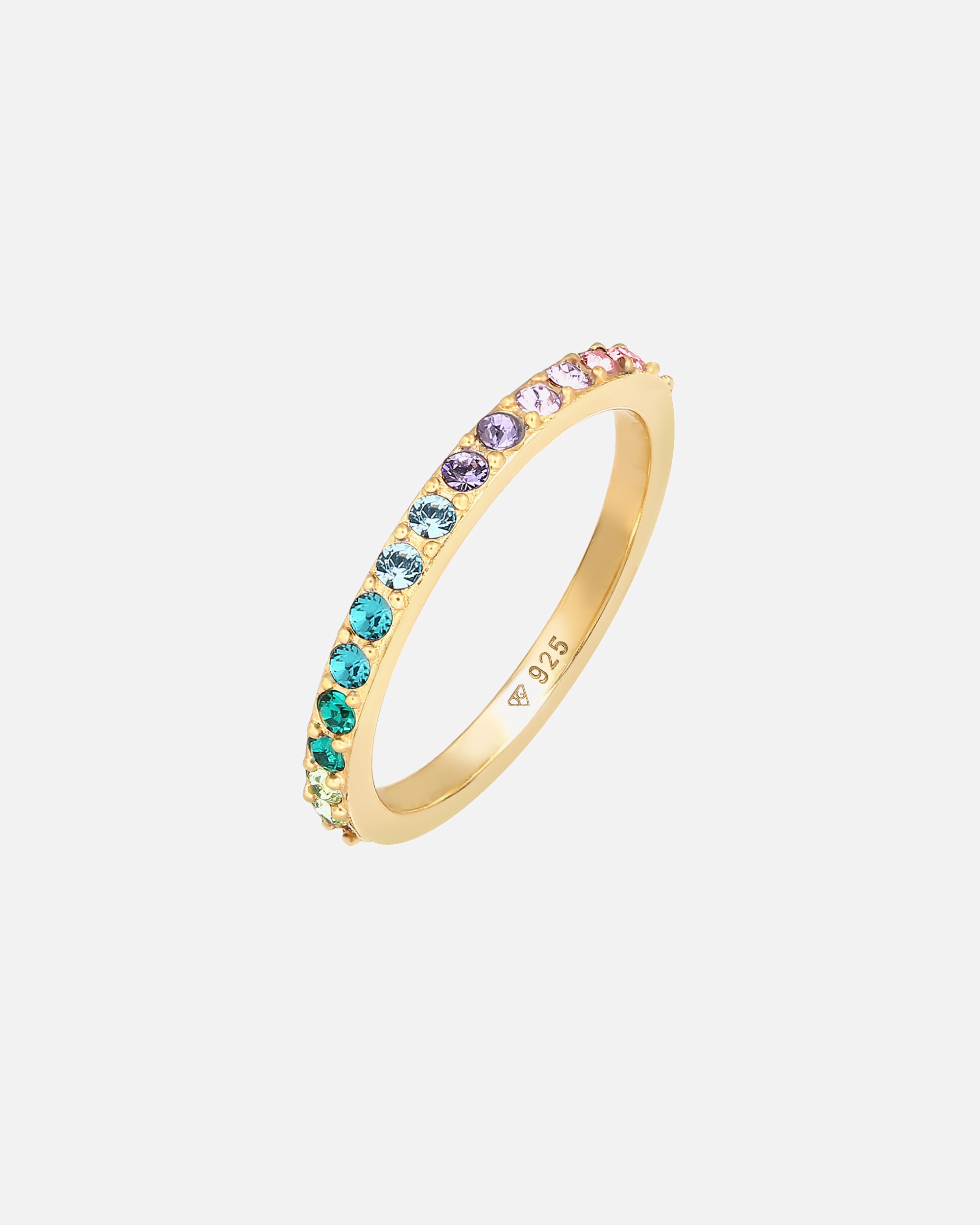 Anello da donna Elli multicolore arcobaleno, elegante e di tendenza, in argento sterling 925 con cristalli.