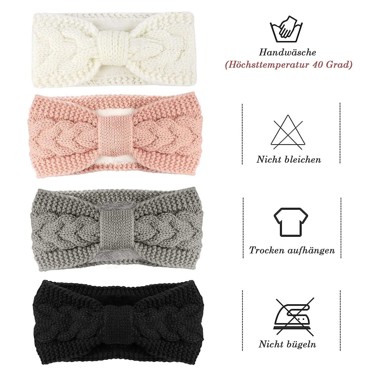 zggzerg Stirnband Stirnband Damen Winter, 2 Pcs Stirnbänder Strick, Haarband Ohrenwärmer