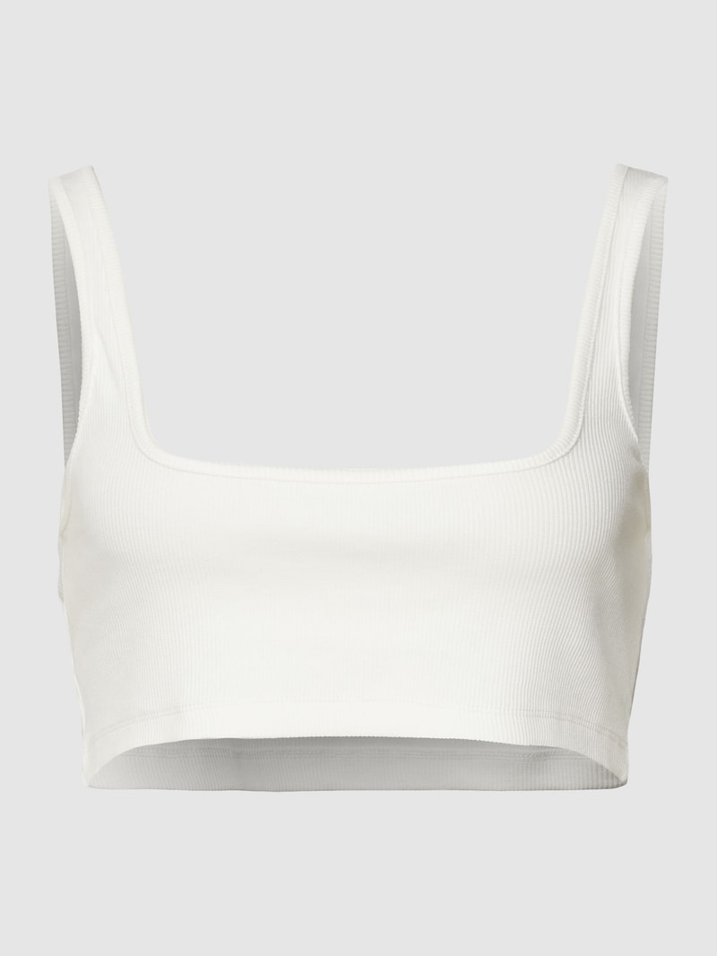 Bralette mit Leder-Patch in offwhite