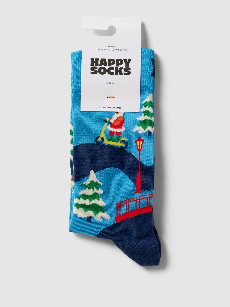 Socken mit Allover-Muster Modell 'Santa on the way' in blau
