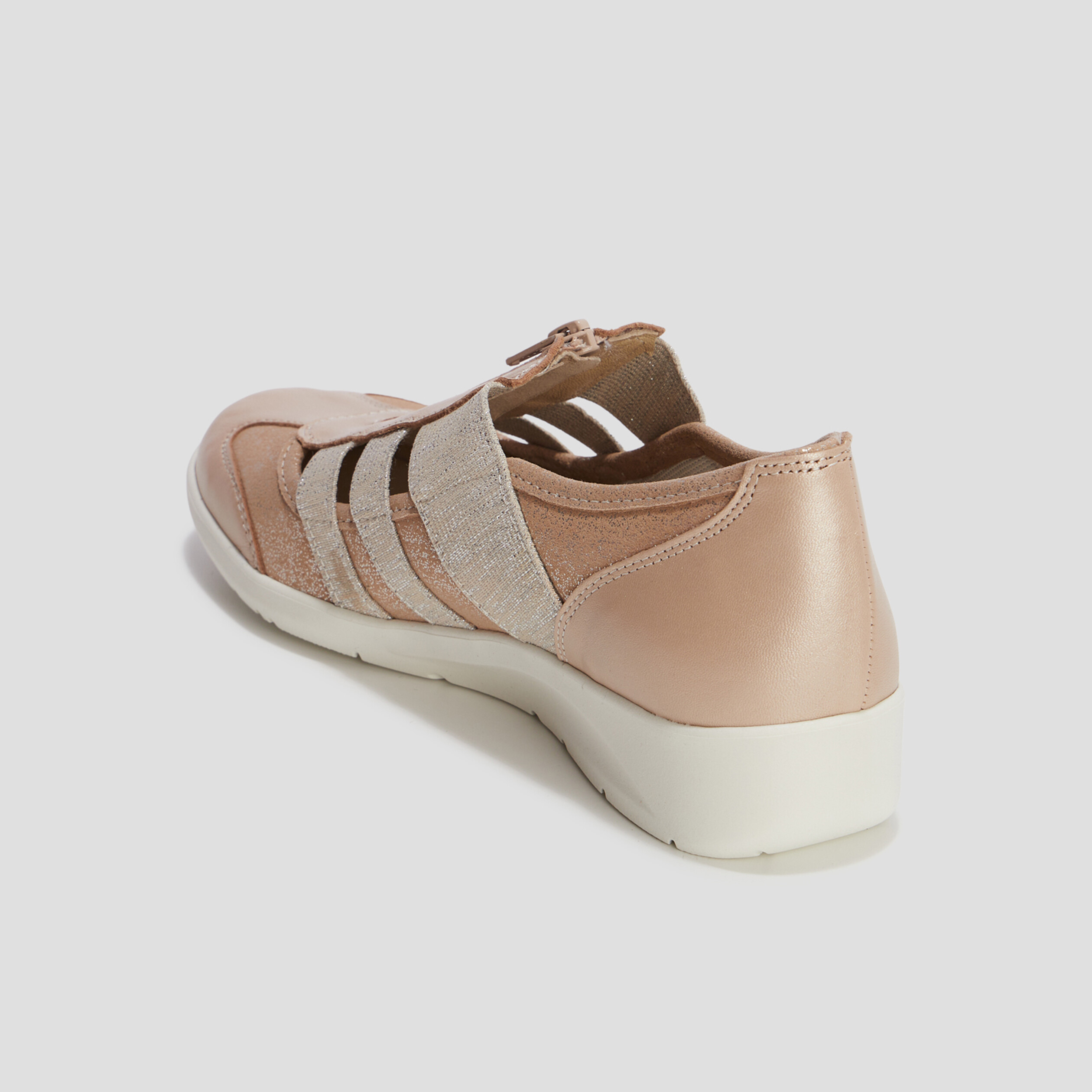 Derbies zippées pied large sable femme | La Halle
