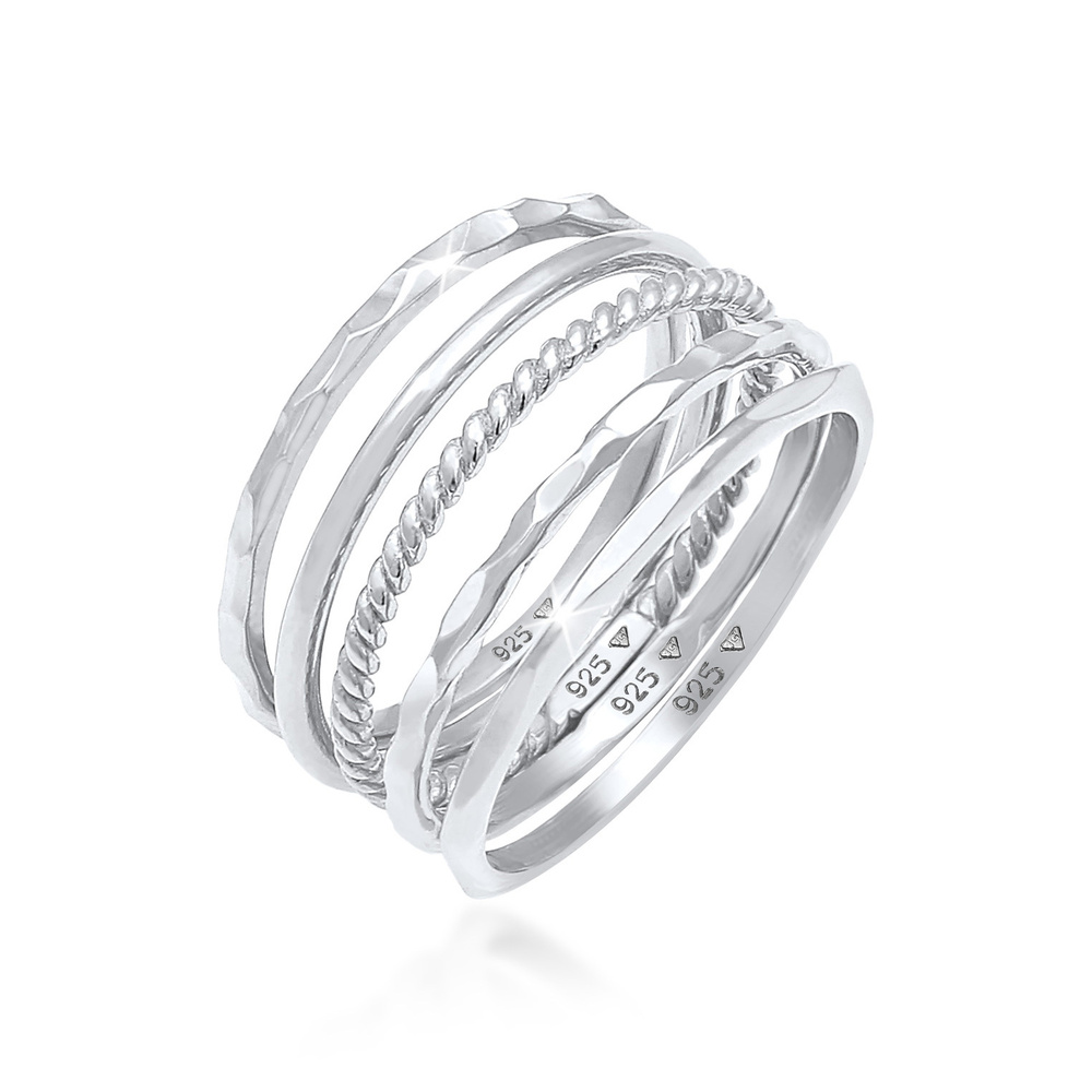 Elli Elli Bague Femmes Set Bande Empilage Minimaliste Tendance Blogueur Basique en Arg Bague