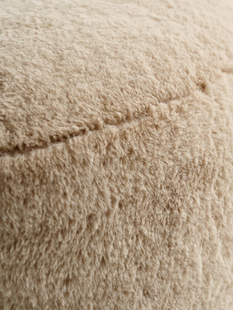 RAMSDAL RAMSDAL Pouf Ø70 beige Teddybärstoff/Eichenfarbe