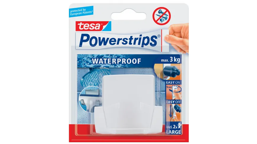 tesa Powerstrips® Waterproof Duohaken Wave weiß weiss